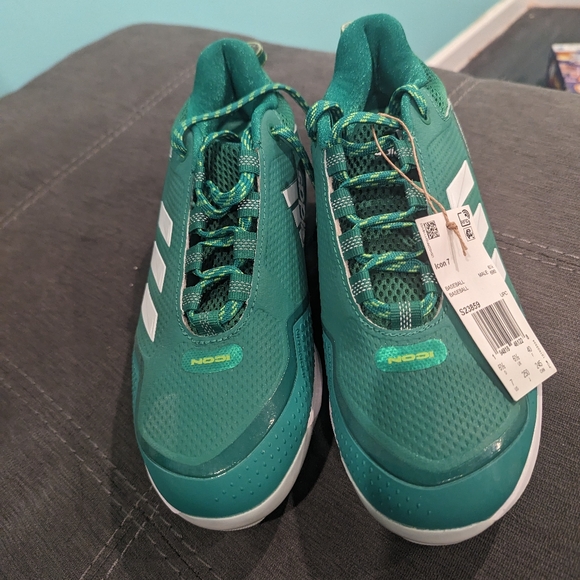 Adidas Icon 7 Baseball Metal‎ Cleats Shoes Green & White S23859 Mens Sz 7 - Picture 2 of 5